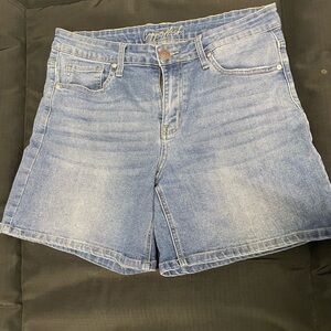 Mid-Rise Light Blue Denim Shorts
